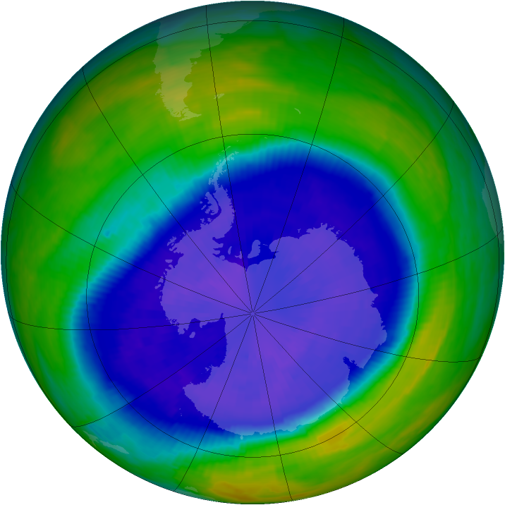 Antarctic ozone map for 19 September 1993
